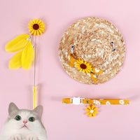 HKM-5452221 Daisy Sunflower Cat Accessory Set with Collar and Hat - Multiple Colors Available