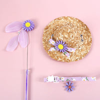 HKM-5452221 Daisy Sunflower Cat Accessory Set with Collar and Hat - Multiple Colors Available