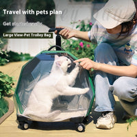 HKM-5452477 Transparent Portable Pet Trolley for Cats and Dogs - Medium Hard Luggage Case with Reinforced PC Pull Rod