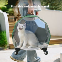 HKM-5452477 Transparent Portable Pet Trolley for Cats and Dogs - Medium Hard Luggage Case with Reinforced PC Pull Rod