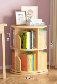 HKM-545363 Rotating 360-Degree Wood Bookcase for Space-Saving Home Storage