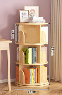 HKM-545363 Rotating 360-Degree Wood Bookcase for Space-Saving Home Storage