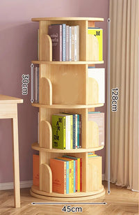 HKM-545363 Rotating 360-Degree Wood Bookcase for Space-Saving Home Storage