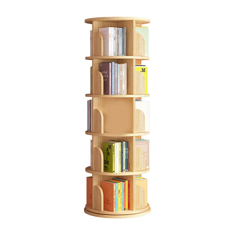 HKM-545363 Rotating 360-Degree Wood Bookcase for Space-Saving Home Storage