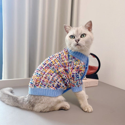 HKM-5454013 Color-Block Wool Yarn Cardigan Sweater for Dogs - Multiple Sizes Available
