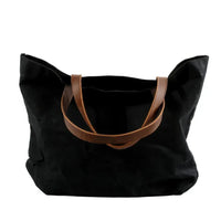 HKM-545555 Large Capacity Waterproof Oil Wax Canvas Handbag with Cowhide Trim - Versatile Shoulder Tote Bag