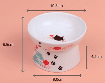HKM-5456189 Ceramic Cat Water Bowl with Scale - Ideal for Kittens and Adult Cats, 350ml Capacity