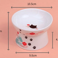 HKM-5456189 Ceramic Cat Water Bowl with Scale - Ideal for Kittens and Adult Cats, 350ml Capacity