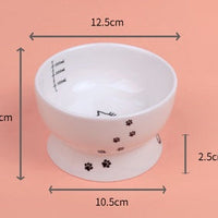HKM-5456189 Ceramic Cat Water Bowl with Scale - Ideal for Kittens and Adult Cats, 350ml Capacity