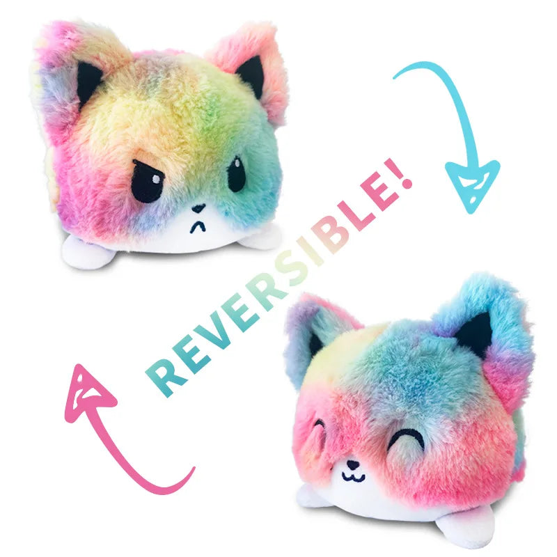 HKM-545747 Reversible Plush Cat Doll Toy, Double-Sided Stuffed Animal for All Ages, 11-30CM