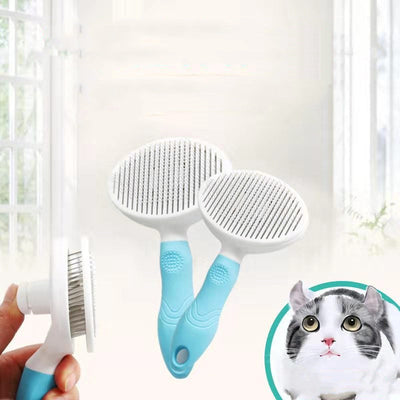 HKM-5457597 Automatic Pet Hair Removal Comb with Non-Slip Grip - Available in Blue and Pink