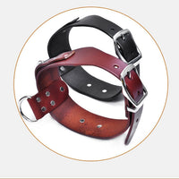 HKM-5457981 Adjustable Latigo Leather Dog Collar for Medium to Large Breeds - Strong, Comfortable Control