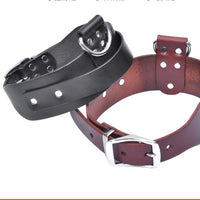 HKM-5457981 Adjustable Latigo Leather Dog Collar for Medium to Large Breeds - Strong, Comfortable Control