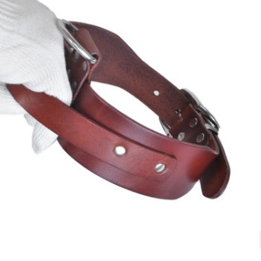 HKM-5457981 Adjustable Latigo Leather Dog Collar for Medium to Large Breeds - Strong, Comfortable Control