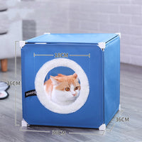 HKM-5460029 Winter Cat Shelter, Enclosed with Double Deck Design, Warm in Winter and Cool in Summer, Durable Polyester and Iron Frame