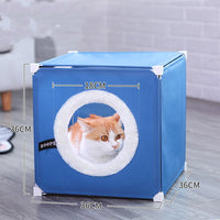 HKM-5460029 Winter Cat Shelter, Enclosed with Double Deck Design, Warm in Winter and Cool in Summer, Durable Polyester and Iron Frame