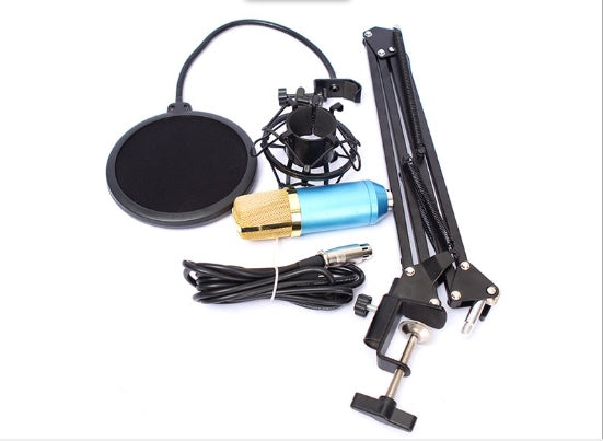 HKM-546003 BM800 Cardioid Condenser Microphone Set with Adjustable Stand and Metal Shock Mount for Recording and Streaming in White, Pink, Blue, or Black