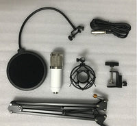 HKM-546003 BM800 Cardioid Condenser Microphone Set with Adjustable Stand and Metal Shock Mount for Recording and Streaming in White, Pink, Blue, or Black