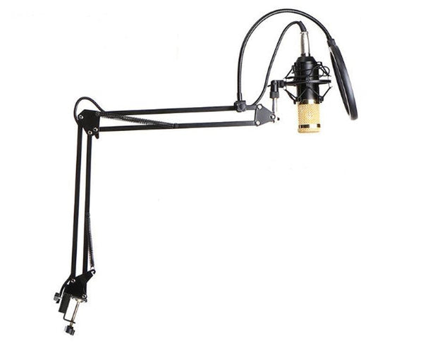 HKM-546003 BM800 Cardioid Condenser Microphone Set with Adjustable Stand and Metal Shock Mount for Recording and Streaming in White, Pink, Blue, or Black