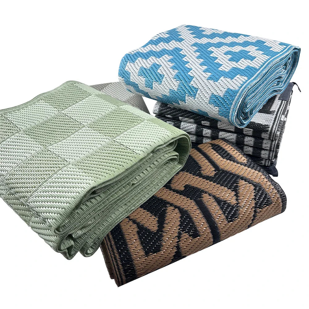 HKM-546003 Hand Woven Recycled Plastic Flat Weave Outdoor Rug - Large Polypropylene Floor Mat