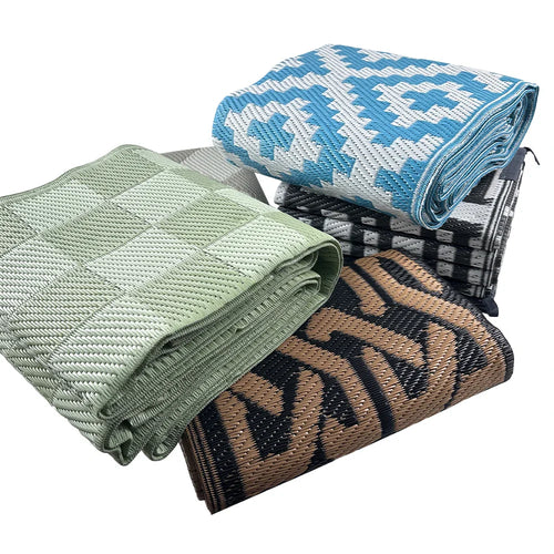 HKM-546003 Hand Woven Recycled Plastic Flat Weave Outdoor Rug - Large Polypropylene Floor Mat