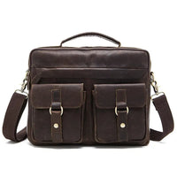 HKM-546067 Vintage Soft Genuine Leather Cowhide Men's Crossbody Briefcase for Daily Business Use