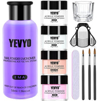 HKM-546131 Acrylic Nail Kit with 4 Colors of Powder, Monomer, and Tools for Nail Art and DIY Extensions