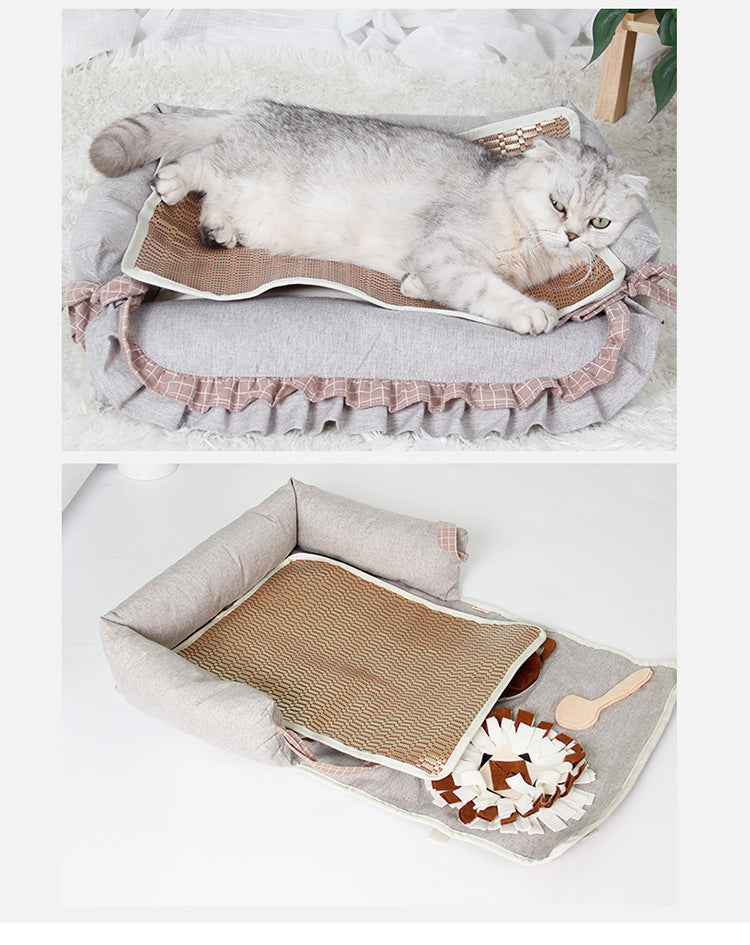 HKM-5461821 Pet Nest Sniffing Pad for Dogs - Anti Choking Energy Release & Slow Feeding Training Toy, Available in Star Moon and Brown, Sizes S & L