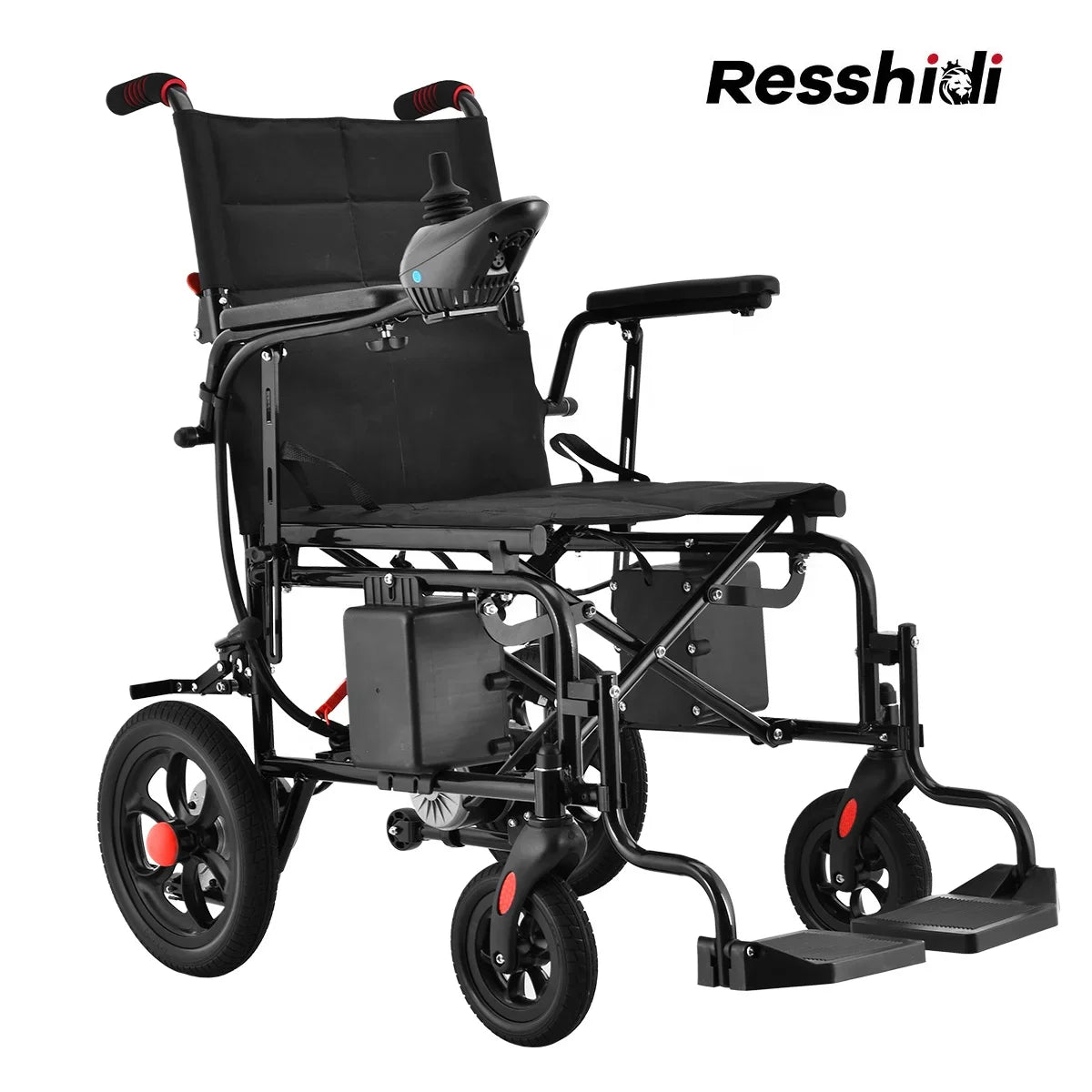 HKM-546515 Lightweight Foldable Electric Wheelchair with Carbon Steel Frame for All Terrain Use