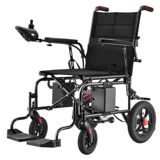 HKM-546515 Lightweight Foldable Electric Wheelchair with Carbon Steel Frame for All Terrain Use