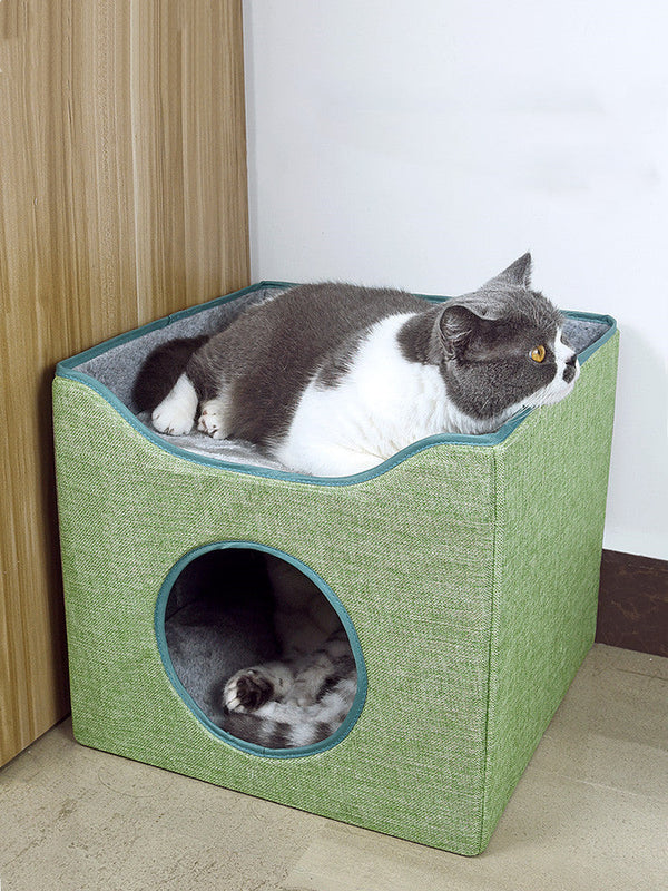 HKM-5465789 Large Enclosed Pet Nest for Deep Sleep - Easy to Clean, Four-Season Comfort
