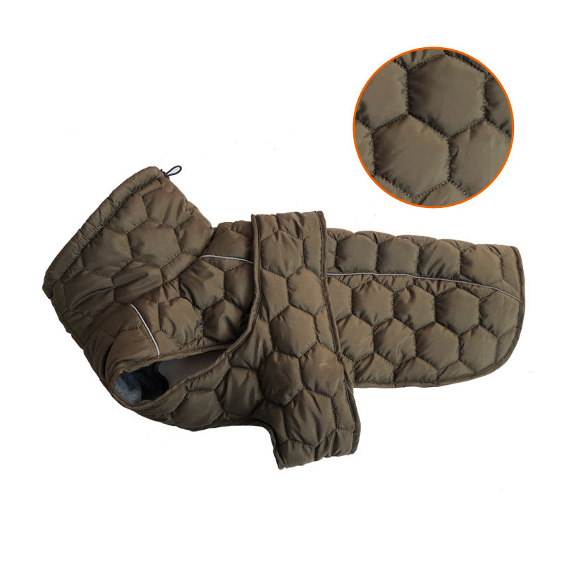 HKM-5466173 Thickened Warm Dog Clothes for Outdoor Use in Gray and Olive Green
