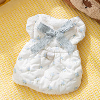 HKM-5466301 Winter Dog Dress with Bow Decoration and Flannel Lining for Small Dogs