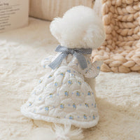 HKM-5466301 Winter Dog Dress with Bow Decoration and Flannel Lining for Small Dogs