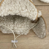 HKM-5466557 Fleece-Lined Thermal Windproof Lamb Fur Pet Hat - Monochrome, Sizes S and M