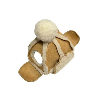 HKM-5466557 Fleece-Lined Thermal Windproof Lamb Fur Pet Hat - Monochrome, Sizes S and M