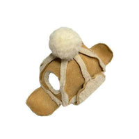 HKM-5466557 Fleece-Lined Thermal Windproof Lamb Fur Pet Hat - Monochrome, Sizes S and M