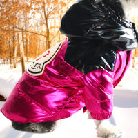 HKM-5467325 Warm Thick Velvet Down Jacket for Dogs in Red and Black - Sizes S to XXL