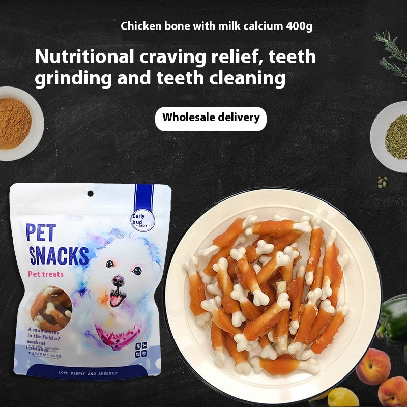 HKM-5467581 Chicken-Wrapped Milk Bones for Dogs, 400g Pack - Natural Ingredients and Nutritional Snack