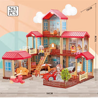 HKM-546899 3D DIY Miniature Dollhouse with 3 Floors and Furniture Model for Creative Kids Ages 6 and Up