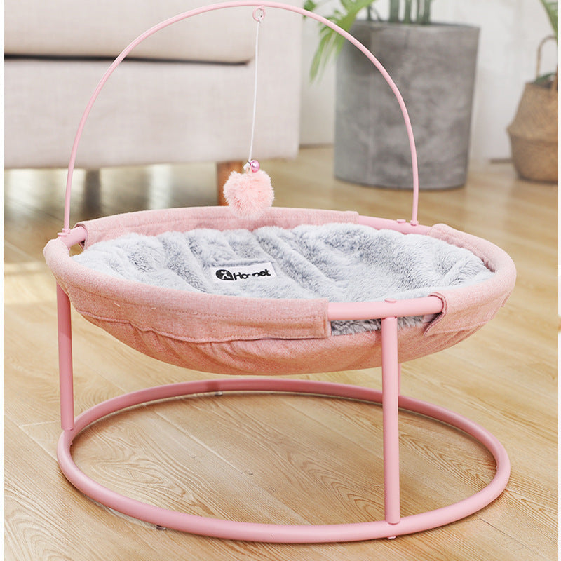 HKM-5469117 Cozy Pet Hammock for Cats - Beige and Pink Winter/Spring Models, Double Layer Option Available