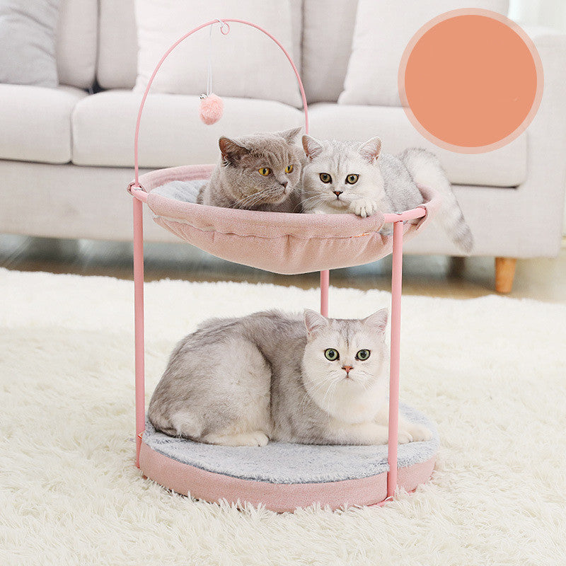 HKM-5469117 Cozy Pet Hammock for Cats - Beige and Pink Winter/Spring Models, Double Layer Option Available