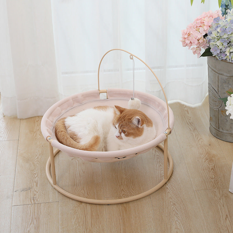 HKM-5469117 Cozy Pet Hammock for Cats - Beige and Pink Winter/Spring Models, Double Layer Option Available