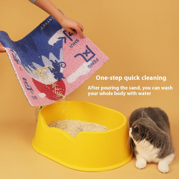 HKM-5469373 Scratch-Resistant Cat Litter Mat - Durable PVC Foot Protection in Assorted Colors