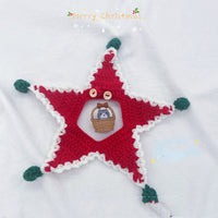 HKM-5469501 Christmas Wool Knitted Collar for Pets - Red and Green Star Pattern, Sizes XS to L