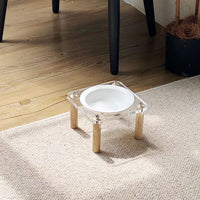 HKM-5471293 Elevated Ceramic Cat Bowl and Dog Basin with Wooden Rack ¨C Anti-Tumble Design in Various Colors