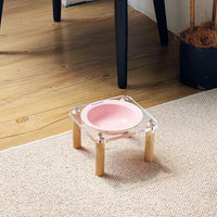 HKM-5471293 Elevated Ceramic Cat Bowl and Dog Basin with Wooden Rack ¨C Anti-Tumble Design in Various Colors
