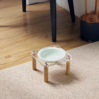 HKM-5471293 Elevated Ceramic Cat Bowl and Dog Basin with Wooden Rack ¨C Anti-Tumble Design in Various Colors