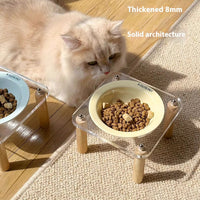HKM-5471293 Elevated Ceramic Cat Bowl and Dog Basin with Wooden Rack ¨C Anti-Tumble Design in Various Colors