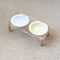HKM-5471293 Elevated Ceramic Cat Bowl and Dog Basin with Wooden Rack ¨C Anti-Tumble Design in Various Colors